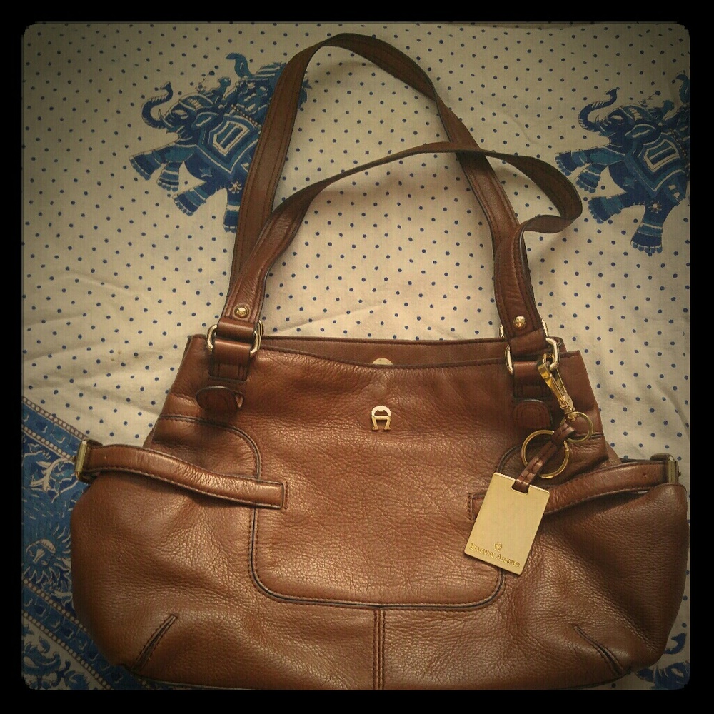 Etienne Aligner brown leather sachel/shoulder bag